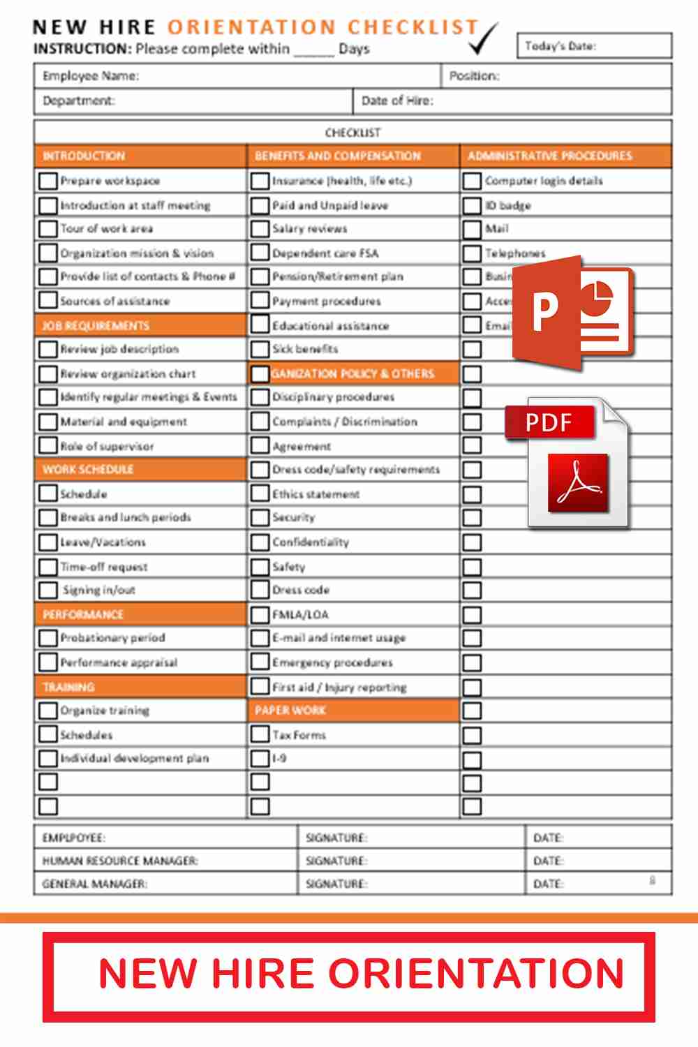 New Employee Orientation Checklist Template